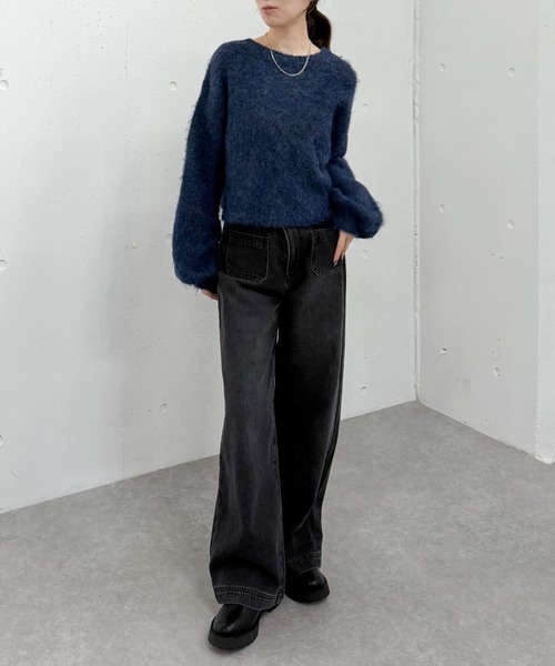 archives（アルシーヴ）の「バックリボンブラッシュニットプルオーバー（ニット/セーター・レディース・ネイビー/グレー/アイボリー/ブラウン・MEDIUM）」の8枚目の写真