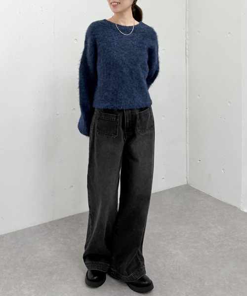 archives（アルシーヴ）の「バックリボンブラッシュニットプルオーバー（ニット/セーター・レディース・ネイビー/グレー/アイボリー/ブラウン・MEDIUM）」の9枚目の写真