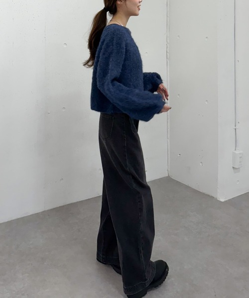 archives（アルシーヴ）の「バックリボンブラッシュニットプルオーバー（ニット/セーター・レディース・ネイビー/グレー/アイボリー/ブラウン・MEDIUM）」の12枚目の写真