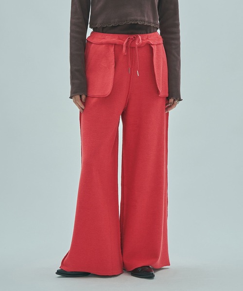ROSE BUD(ローズバッド)の「(mag.by c)WIDE SWEAT PANTS(スウェットパンツ・レディース・チャコールグレー/レッド・ONE SIZE)」の11枚目の写真