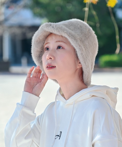 Alite cloth(アリーテクロス)の「エコファーバケットハット(ハット・レディース・ブラック/オフホワイト/グレー・F)」の3枚目の写真