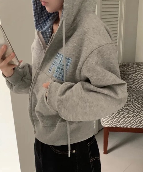 yuue' ( wear )(ユーイ)の「チェック切り替えジップパーカー(パーカー・レディース・グレー/アイボリー/ネイビー/ブラック・FREE)」の21枚目の写真
