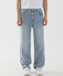 PIANER（ピアネール）の「ソルトウォッシングセミワイドデニムパンツ（ライトブルー）（デニムパンツ）」