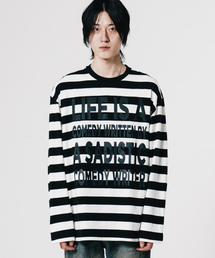 VASTIC（バスティック）の「テキストストライプロングスリーブ_ブラック/ホワイト（Tシャツ/カットソー）」