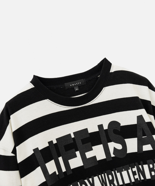VASTIC(バスティック)の「テキストストライプロングスリーブ_ブラック/ホワイト(Tシャツ/カットソー・メンズ・その他・MEDIUM/LARGE)」の3枚目の写真