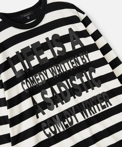 VASTIC(バスティック)の「テキストストライプロングスリーブ_ブラック/ホワイト(Tシャツ/カットソー・メンズ・その他・MEDIUM/LARGE)」の5枚目の写真