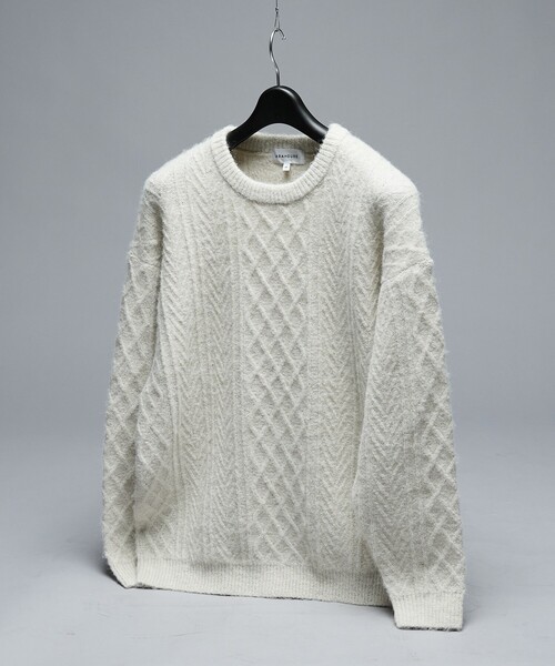 ABAHOUSE（アバハウス）の「WOOL MIX メランジシャギー アランニット（ニット/セーター・メンズ・ブルー/ホワイト/ダークネイビー/オレンジ・46/48）」の2枚目の写真