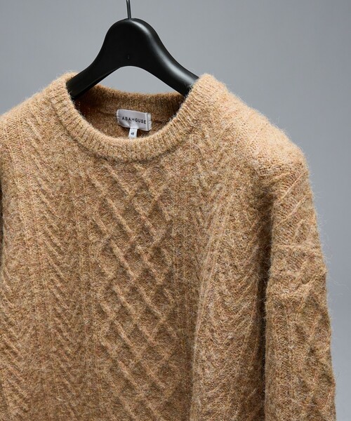 ABAHOUSE（アバハウス）の「WOOL MIX メランジシャギー アランニット（ニット/セーター・メンズ・ブルー/ホワイト/ダークネイビー/オレンジ・46/48）」の4枚目の写真