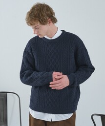 ABAHOUSE | WOOL MIX メランジシャギー アランニット(ニット/セーター)