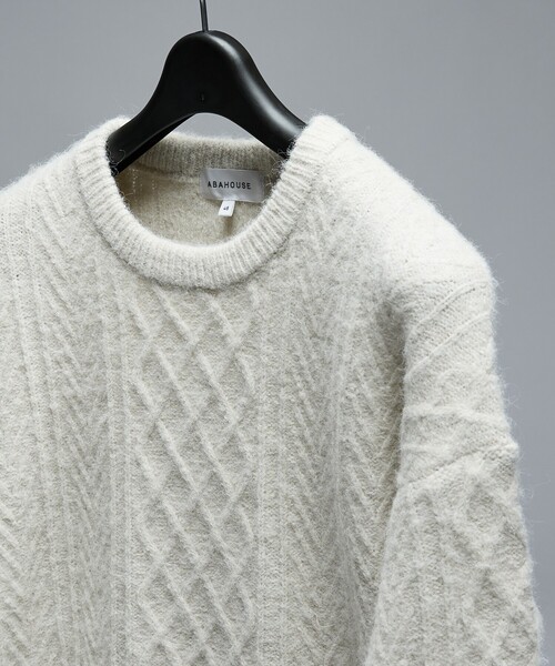 ABAHOUSE（アバハウス）の「WOOL MIX メランジシャギー アランニット（ニット/セーター・メンズ・ブルー/ホワイト/ダークネイビー/オレンジ・46/48）」の17枚目の写真