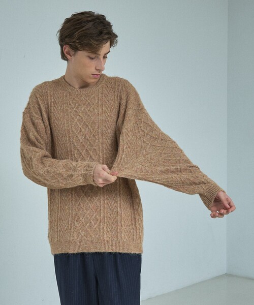 ABAHOUSE（アバハウス）の「WOOL MIX メランジシャギー アランニット（ニット/セーター・メンズ・ブルー/ホワイト/ダークネイビー/オレンジ・46/48）」の11枚目の写真