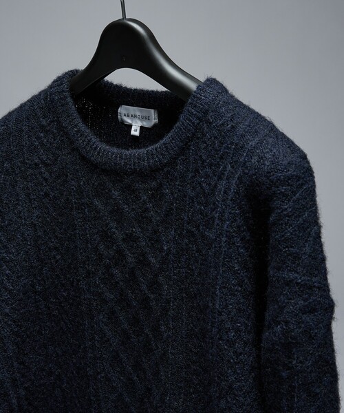 ABAHOUSE（アバハウス）の「WOOL MIX メランジシャギー アランニット（ニット/セーター・メンズ・ブルー/ホワイト/ダークネイビー/オレンジ・46/48）」の8枚目の写真