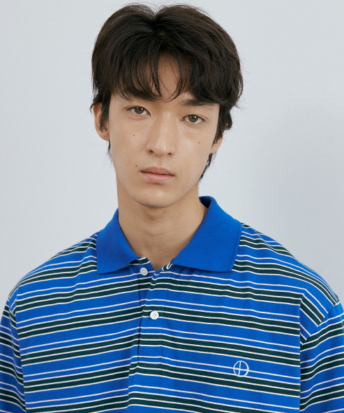 ENDOOR(エンドア)の「Washed stripe polo 1/2 shirt (blue stripe)(ポロシャツ・メンズ・その他・1/2/3)」の2枚目の写真