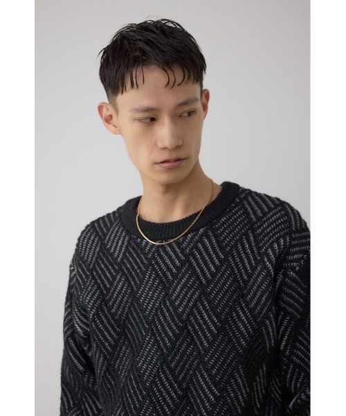AZUL by moussy(アズールバイマウジー)の「ダイヤ柄ニットトップス(ニット/セーター・メンズ・ブラック/ネイビー/グレー・MEDIUM/LARGE)」の5枚目の写真