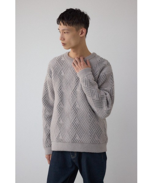 AZUL by moussy(アズールバイマウジー)の「ダイヤ柄ニットトップス(ニット/セーター・メンズ・ブラック/ネイビー/グレー・MEDIUM/LARGE)」の17枚目の写真