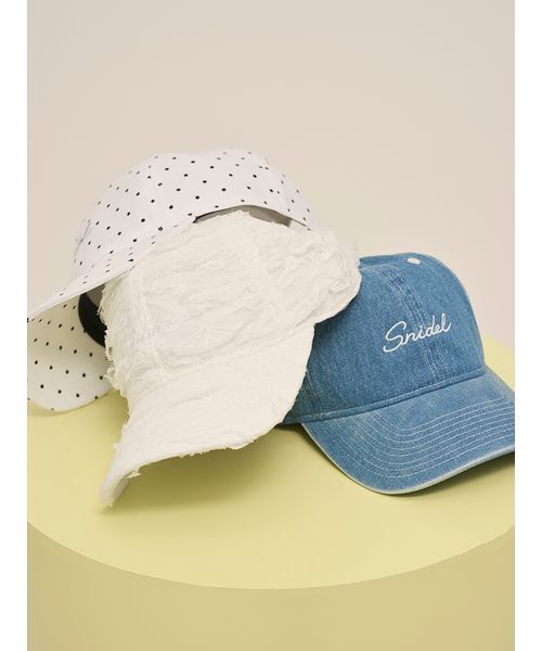 SNIDEL（スナイデル）の「バリエキャップ（キャップ・レディース・ホワイト/ライトブルー/ドット・F）」の4枚目の写真