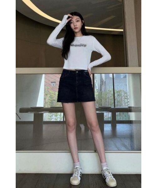 DXOH（ディソエイチ）の「スタックスローガンロゴウォーマークロップTシャツ[ホワイト]（Tシャツ/カットソー・レディース・その他・FREE）」の11枚目の写真