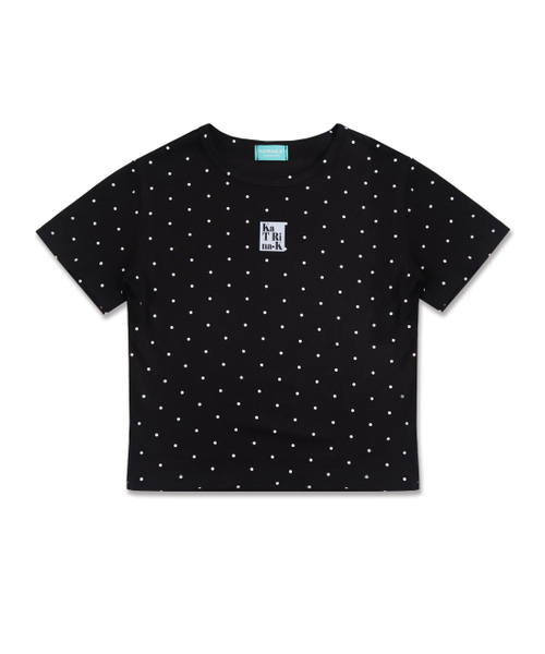 KATRINA K(カトリーナケイ)の「ドットスモールロゴスリムフィット半袖Tシャツ-ブラック(Tシャツ/カットソー・レディース・ブラック・FREE)」の1枚目の写真