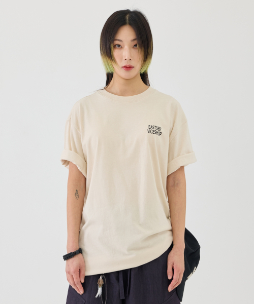 eastserviceshop（イーストサービスショップ）の「Vice Shop Half T - Cream（Tシャツ/カットソー・レディース・アイボリー・SMALL/MEDIUM/LARGE）」の3枚目の写真