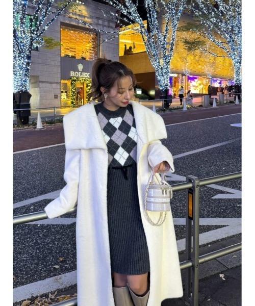 Moor Argyle Ribbon Knit Dress（ワンピース）｜Her lip to（ハー