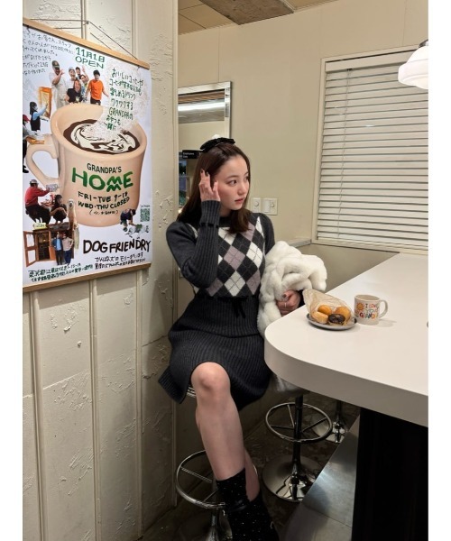 Her lip to（ハーリップトゥー）の「Moor Argyle Ribbon Knit Dress