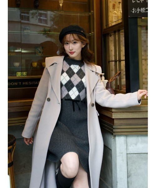 Moor Argyle Ribbon Knit Dress（ワンピース）｜Her lip to（ハー