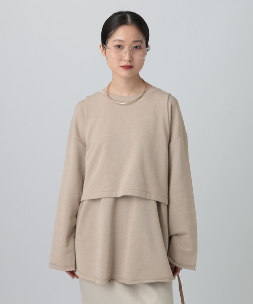 LEPSIM(レプシィム)の「レイヤードオーバースウェット 613152(スウェット・レディース・ブラウン/チャコールグレー/グレイッシュベージュ・FREE)」の4枚目の写真