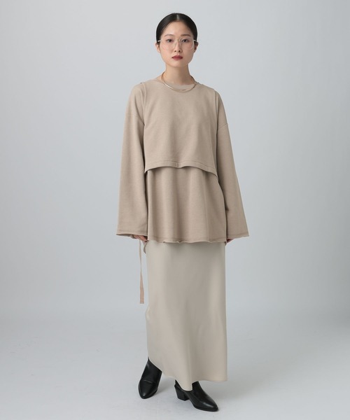 LEPSIM(レプシィム)の「レイヤードオーバースウェット 613152(スウェット・レディース・ブラウン/チャコールグレー/グレイッシュベージュ・FREE)」の7枚目の写真