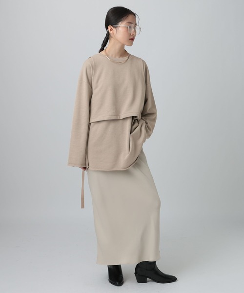LEPSIM(レプシィム)の「レイヤードオーバースウェット 613152(スウェット・レディース・ブラウン/チャコールグレー/グレイッシュベージュ・FREE)」の9枚目の写真