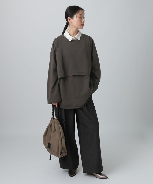 LEPSIM(レプシィム)の「レイヤードオーバースウェット 613152(スウェット・レディース・ブラウン/チャコールグレー/グレイッシュベージュ・FREE)」の13枚目の写真