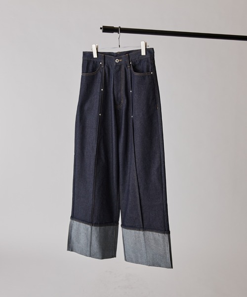 Lui's（ルイス）の「【Neucon】ROLL UP TUCK WIDE STRAIGHT DENIM / ロールアップタックワイドストレートデニム / セットアップ対応（デニムパンツ・メンズ・ブラック/インディゴブルー・1/2）」の21枚目の写真