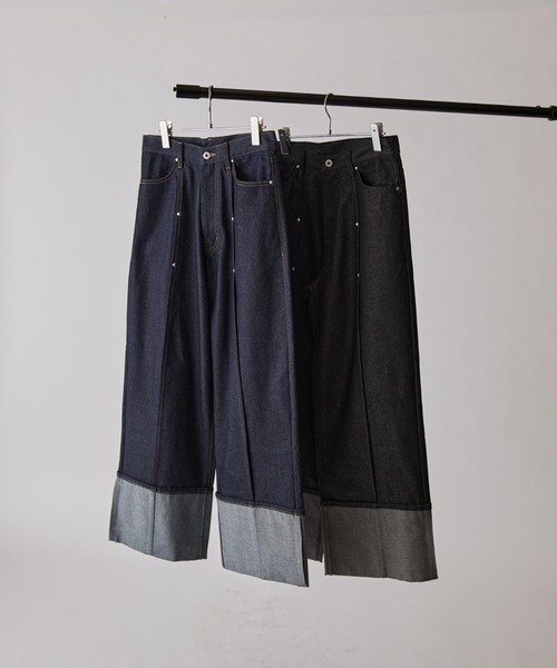 Lui's（ルイス）の「【Neucon】ROLL UP TUCK WIDE STRAIGHT DENIM / ロールアップタックワイドストレートデニム / セットアップ対応（デニムパンツ・メンズ・ブラック/インディゴブルー・1/2）」の17枚目の写真