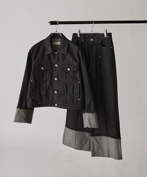 Lui's（ルイス）の「【Neucon】ROLL UP TUCK WIDE STRAIGHT DENIM / ロールアップタックワイドストレートデニム / セットアップ対応（デニムパンツ・メンズ・ブラック/インディゴブルー・1/2）」の20枚目の写真