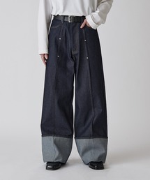 Lui's（ルイス）の「【Neucon】ROLL UP TUCK WIDE STRAIGHT DENIM   ロールアップタックワイドストレートデニム   セットアップ対応（デニムパンツ）」