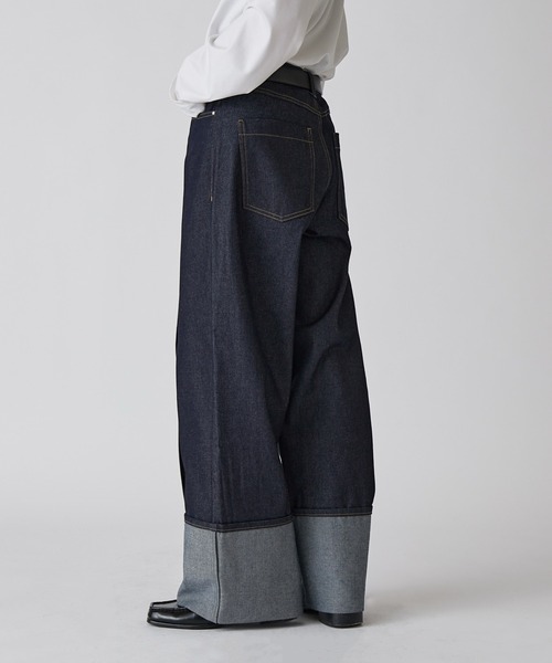 Lui's（ルイス）の「【Neucon】ROLL UP TUCK WIDE STRAIGHT DENIM / ロールアップタックワイドストレートデニム / セットアップ対応（デニムパンツ・メンズ・ブラック/インディゴブルー・1/2）」の13枚目の写真