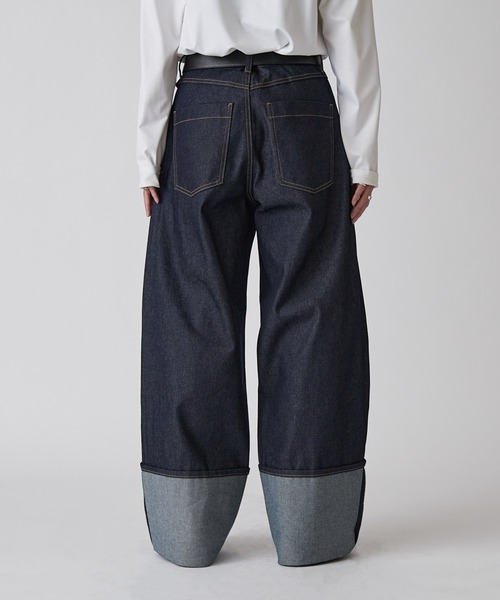 Lui's（ルイス）の「【Neucon】ROLL UP TUCK WIDE STRAIGHT DENIM / ロールアップタックワイドストレートデニム / セットアップ対応（デニムパンツ・メンズ・ブラック/インディゴブルー・1/2）」の14枚目の写真