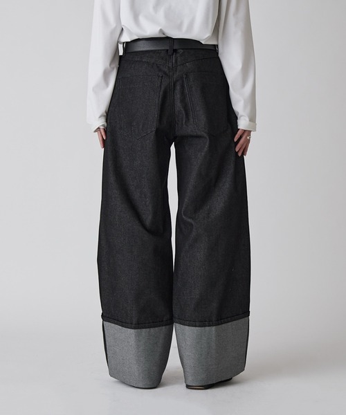 Lui's（ルイス）の「【Neucon】ROLL UP TUCK WIDE STRAIGHT DENIM / ロールアップタックワイドストレートデニム / セットアップ対応（デニムパンツ・メンズ・ブラック/インディゴブルー・1/2）」の7枚目の写真