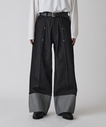 Lui's（ルイス）の「【Neucon】ROLL UP TUCK WIDE STRAIGHT DENIM / ロールアップタックワイドストレートデニム / セットアップ対応（デニムパンツ）」