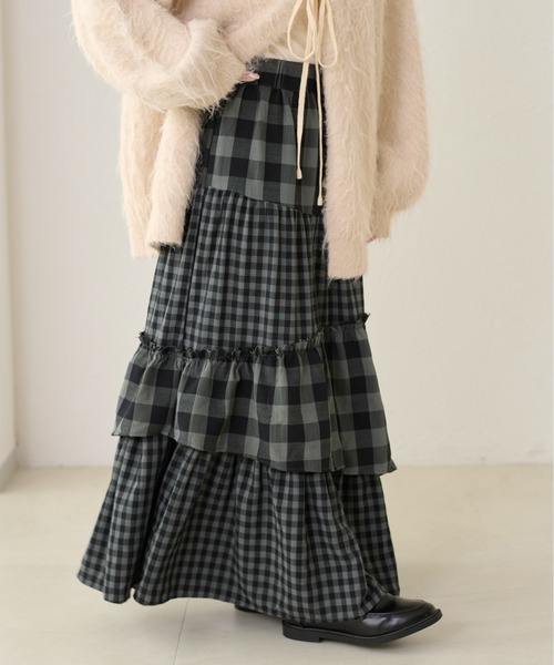 apres jour clair（アプレジュールクレア）の「【apres jour clair】アソートチェックスカート（スカート・レディース・ブラウン系その他/オフホワイト/ブラック系その他・X-LARGE/フリー）」の2枚目の写真