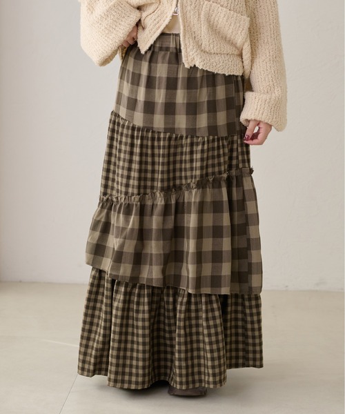 apres jour clair（アプレジュールクレア）の「【apres jour clair】アソートチェックスカート（スカート・レディース・ブラウン系その他/オフホワイト/ブラック系その他・X-LARGE/フリー）」の3枚目の写真