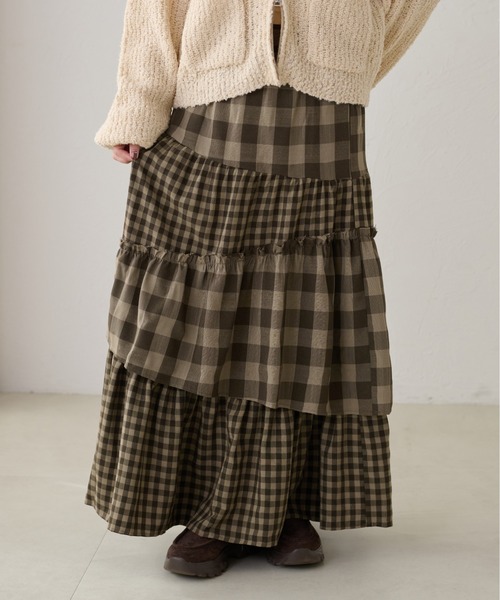 apres jour clair（アプレジュールクレア）の「【apres jour clair】アソートチェックスカート（スカート・レディース・ブラウン系その他/オフホワイト/ブラック系その他・X-LARGE/フリー）」の4枚目の写真