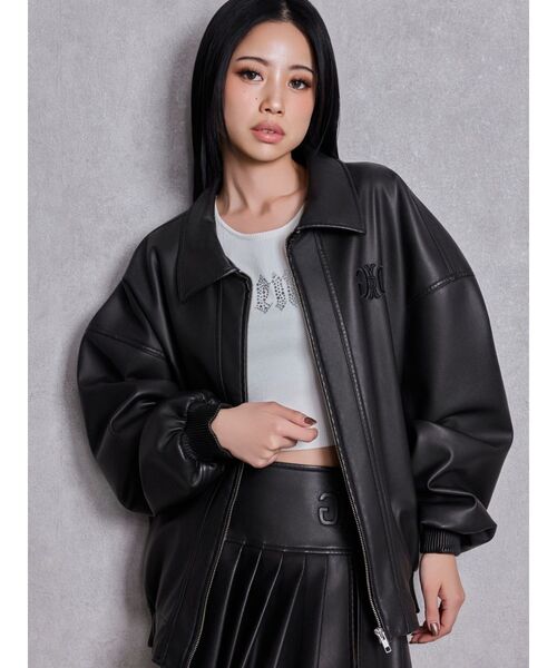 GYDA（ジェイダ）の「Symmetry GYDA EmbossフェイクレザーBIGブルゾン（ブルゾン・レディース・ブラック・FREE）」の2枚目の写真