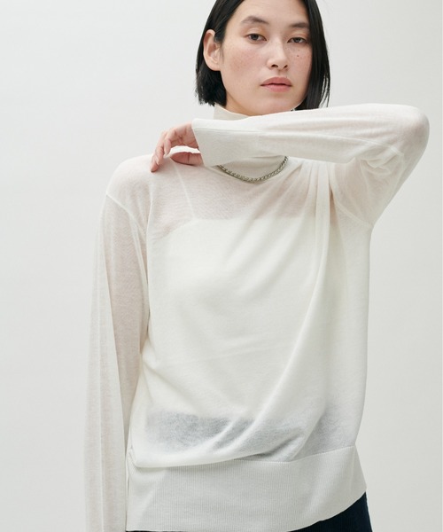 LARUTA(ラルータ)の「【LARUTA】シアータートルウール混天竺ニットプルオーバー(ニット/セーター・レディース・ピンク/ベージュ/グレー/アイボリー/ブラック・FREE)」の6枚目の写真