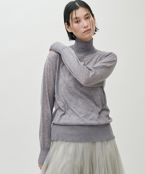 LARUTA(ラルータ)の「【LARUTA】シアータートルウール混天竺ニットプルオーバー(ニット/セーター・レディース・ピンク/ベージュ/グレー/アイボリー/ブラック・FREE)」の21枚目の写真