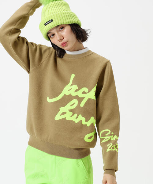 Jack Bunny!!】防風裏地付きクルーネックニットプルオーバー（ニット
