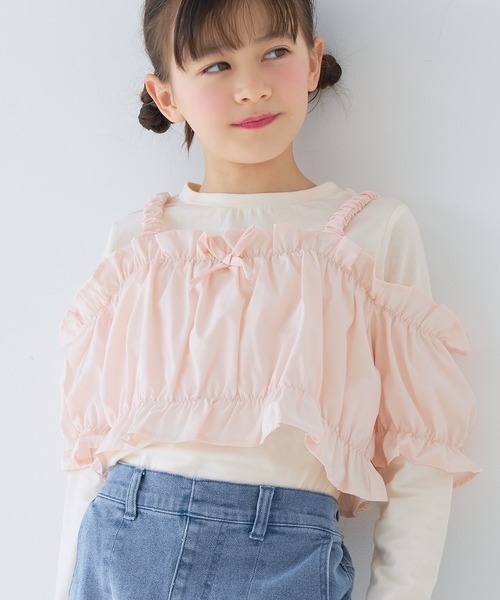 coca（coca）（コカ）の「キッズ ビスチェ＆長袖Tシャツ 2点セット（Tシャツ/カットソー・キッズ・ライトピンク/ブラック・130/120/150/140）」の6枚目の写真