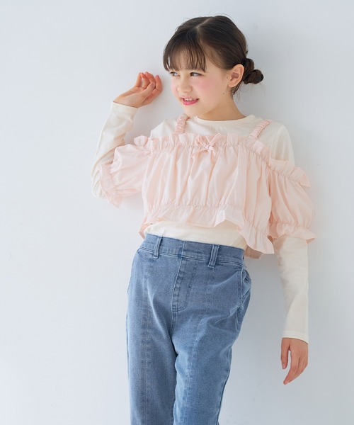 coca（coca）（コカ）の「キッズ ビスチェ＆長袖Tシャツ 2点セット（Tシャツ/カットソー・キッズ・ライトピンク/ブラック・130/120/150/140）」の8枚目の写真