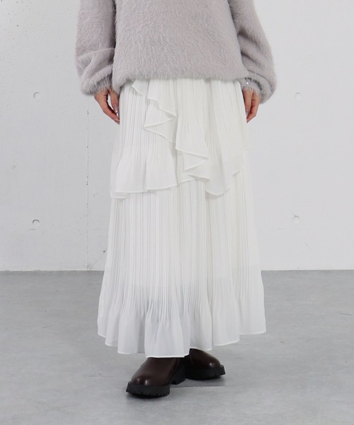 archives（アルシーヴ）の「アシメシアーティアードプリーツスカート（スカート・レディース・アイボリー/ブラック/ブルーグレー・MEDIUM）」の2枚目の写真