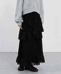 アシメシアーティアードプリーツスカート