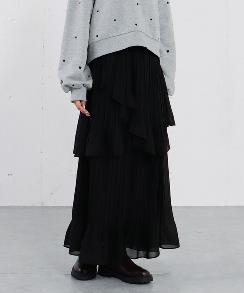 archives（アルシーヴ）の「アシメシアーティアードプリーツスカート（スカート・レディース・アイボリー/ブラック/ブルーグレー・MEDIUM）」の3枚目の写真
